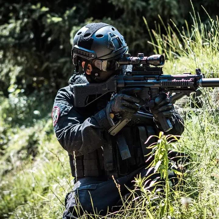 Player on the field at Airsoft Brothers