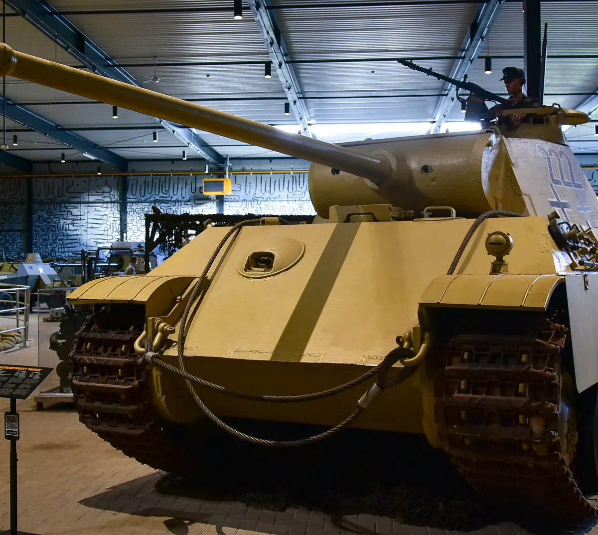 A German Panther tank in the large hall of the Overloon War Museum