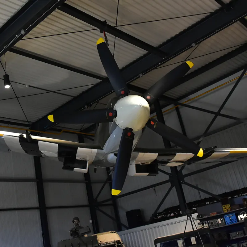 A Spitfire under the roof of the hall of the Overloon War Museum